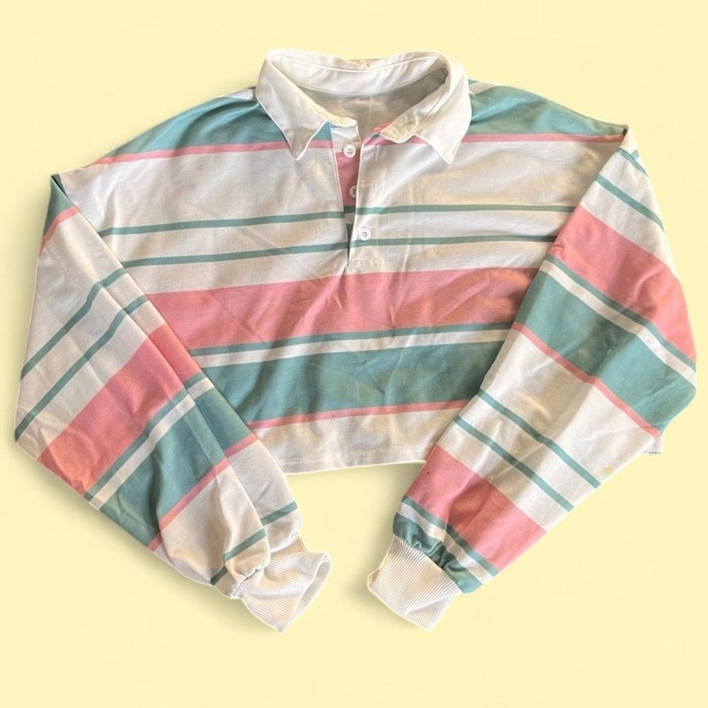 Striped Women's Rugby-Style Polo Long-Sleeve Shirt